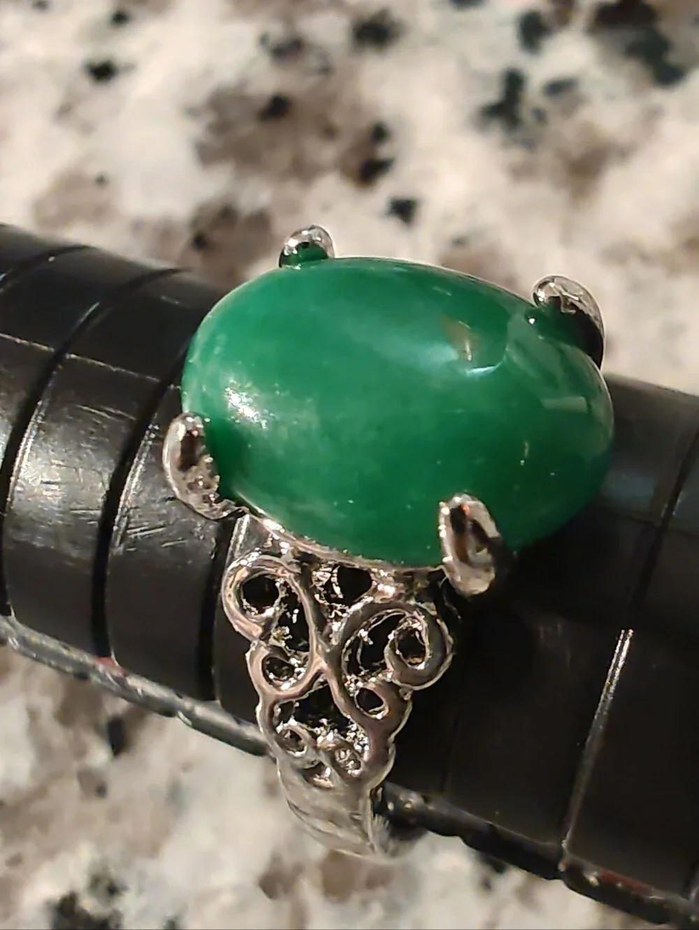 Nephrite Jade Set In Stainless Steel Size 11 - Picture 3 of 9